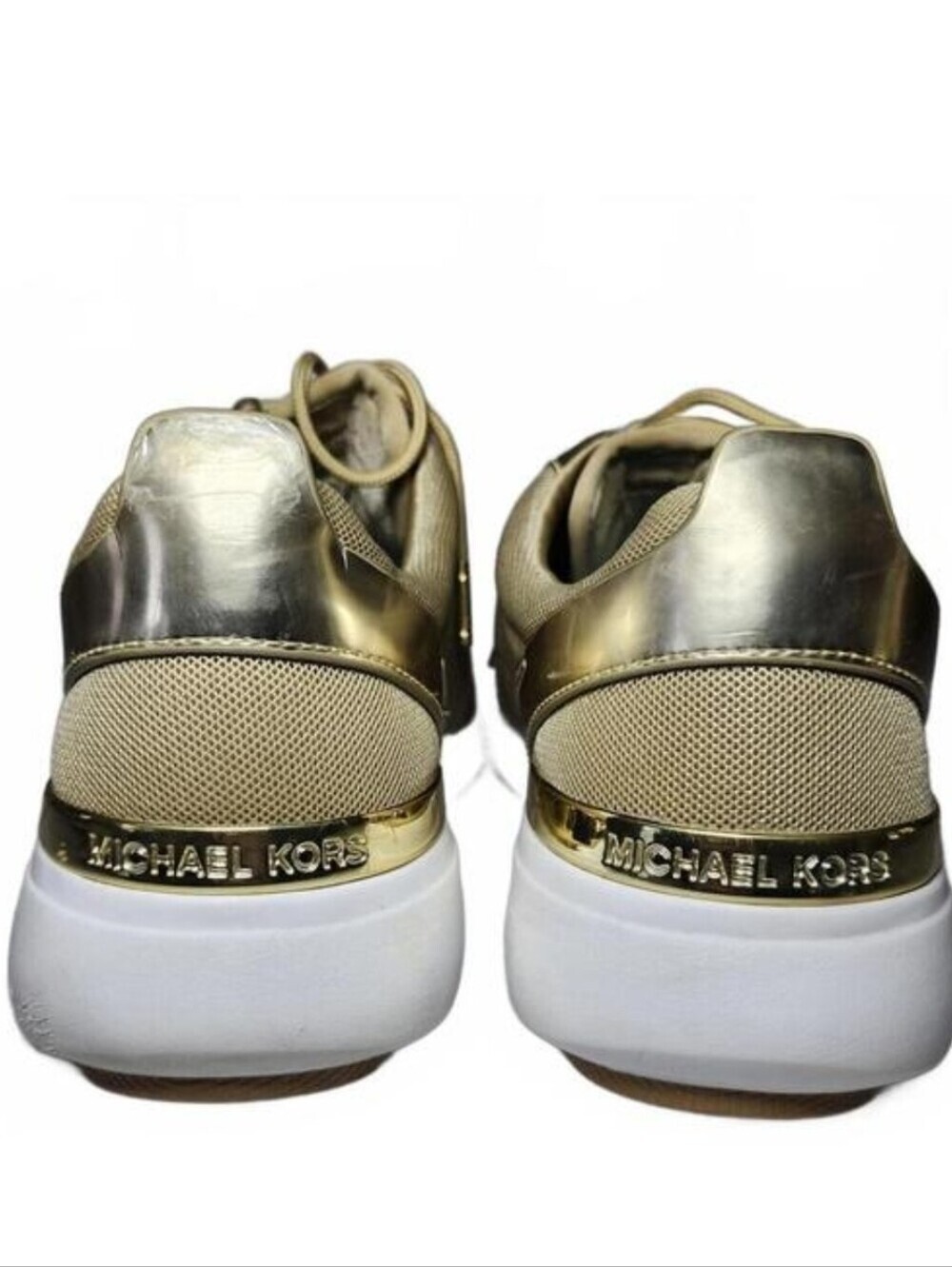 Michael Kors Low Top Women’s Tan Gold 9.5M Athletic Sporty Glam Sneakers - Picture 6 of 11